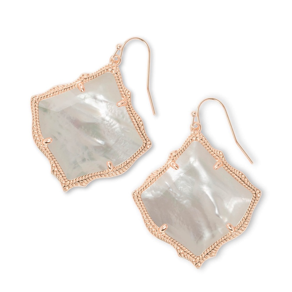 KENDRA SCOTT Kirsten Drop Earrings in Rose Gold/Ivory Pearl